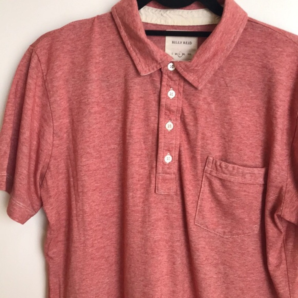 BILLY REID red white stripe polo shirt S soft